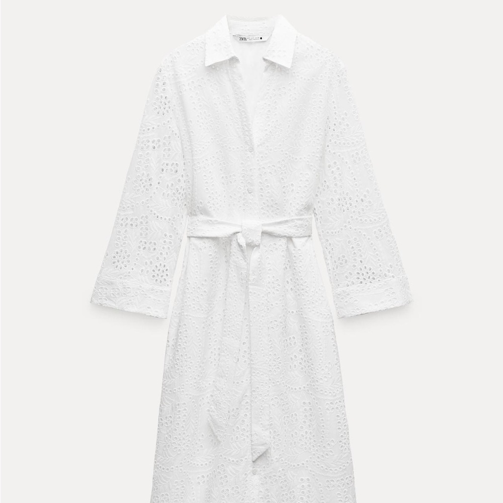 Zara Eyelet Belted Dress